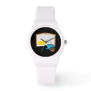 Book Coffee and Doughnut Cartoon Watch