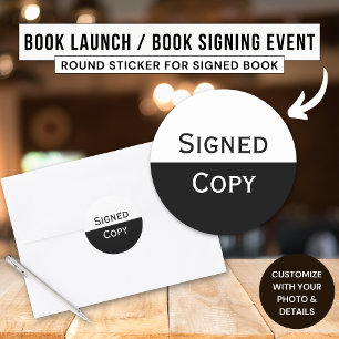 Book Copy Signed by The Author Writer Book Launch  Classic Round Sticker