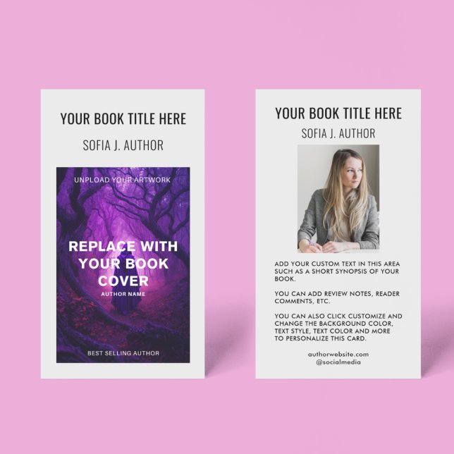 Book Cover & Author Writer Photo Promotional Business Card (Creator Uploaded)