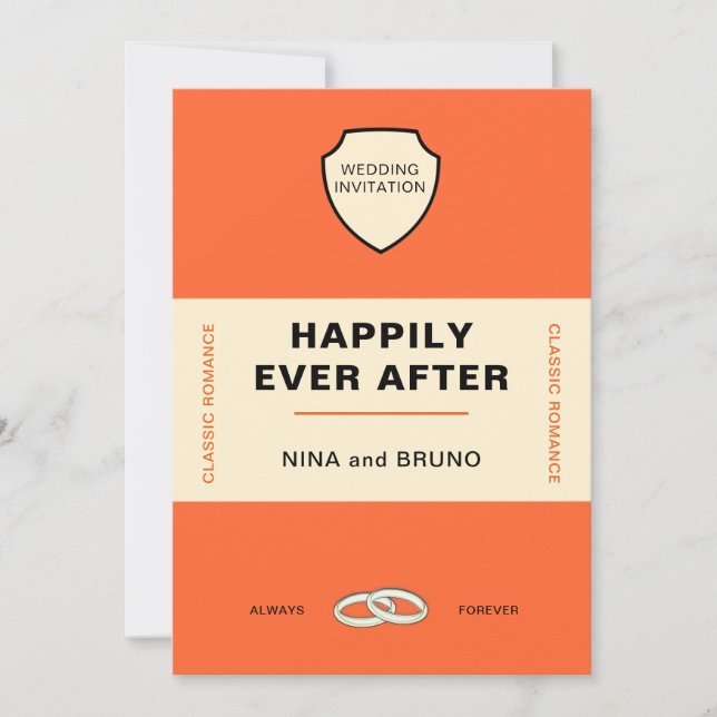 BOOK COVER HAPPILY EVER AFTER WEDDING INVITATION (Front)
