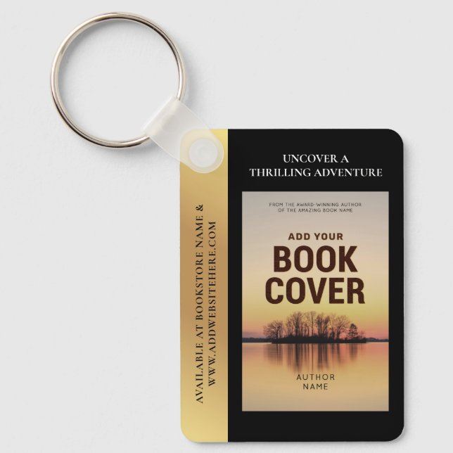 Book Cover Writer Promotional QR Code Gold Effect Key Ring (Front)