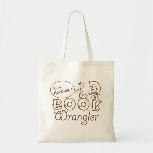 Book Cowboy Funny Librarian Tote Bag (Front)