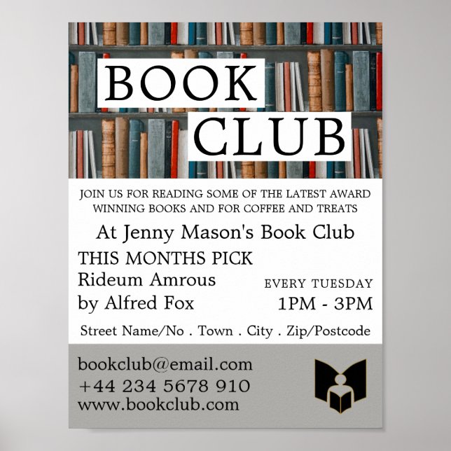 Book Display, Book Club Advertising Poster (Front)