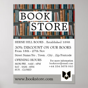 Book Display, Book Store Advertising Poster