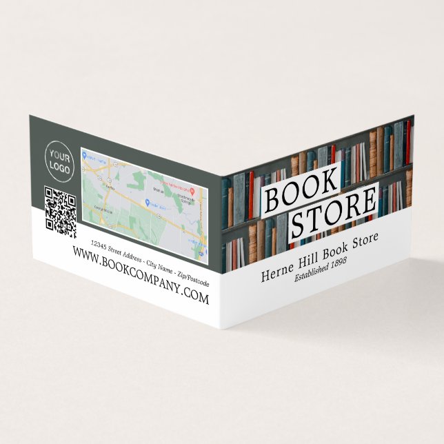 Book Display, Book Store Detailed Loyalty Business Card (Outside)