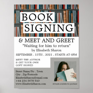 Book Display, Writers Book Signing Advertising Poster