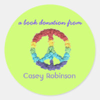 Book donation bookplate sticker - peace