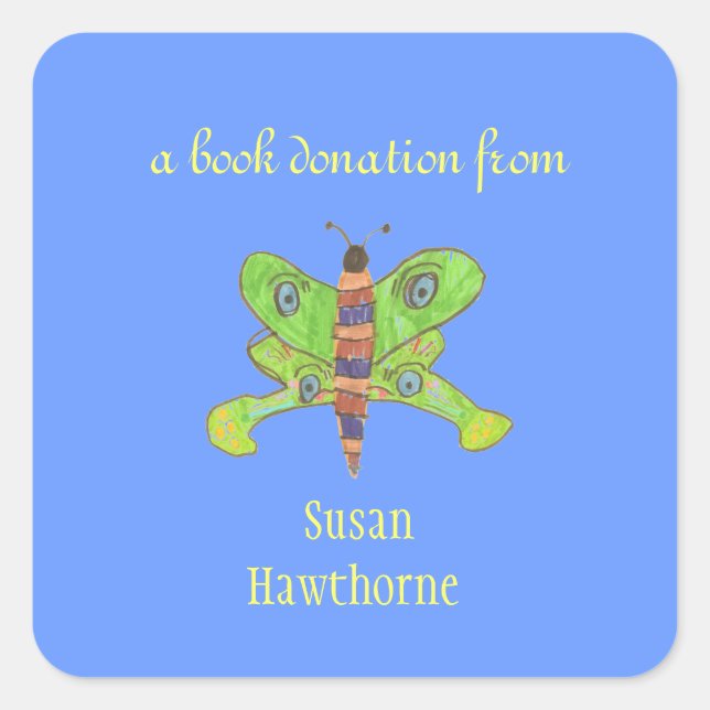 Book donation sticker - butterfly - square (Front)