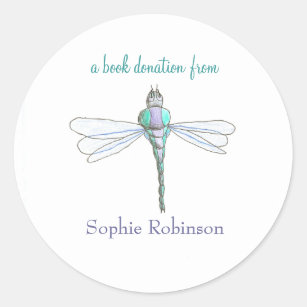 Book donation sticker - dragonfly