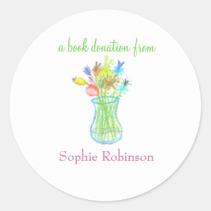 Book donation sticker - floral