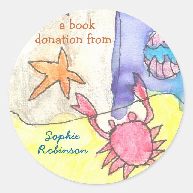 Book donation sticker - ocean (Front)