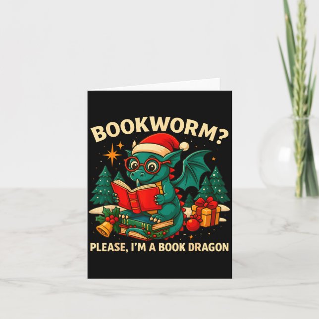 Book Dragon Christmas Reading Gift For Fantasy Lov Card (Front)