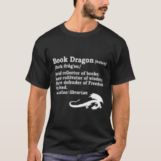 Book Dragon Definition in White T-Shirt