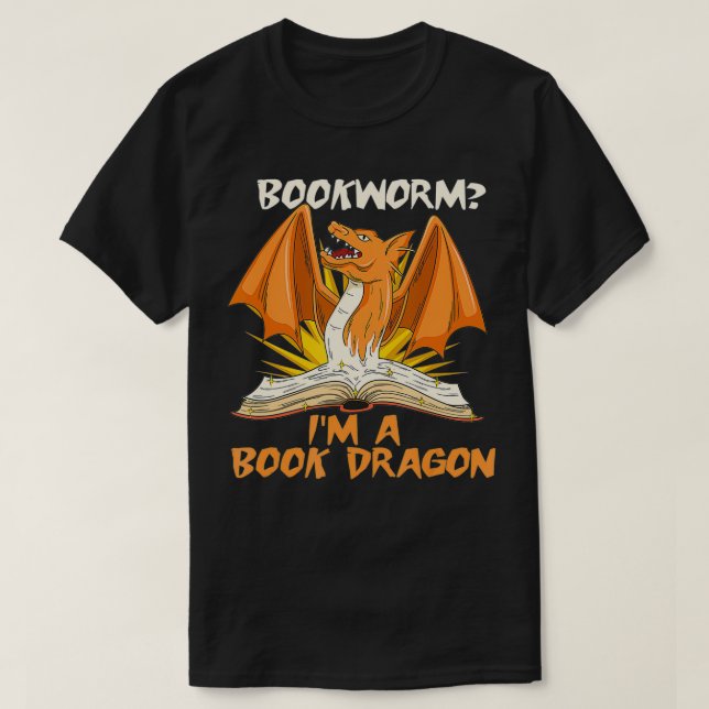 Book Dragon Design for a Fantasy Book Lover  T-Shirt (Design Front)