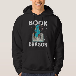 Book Dragon Fantasy Book Lover Gift Bookworm Readi Hoodie