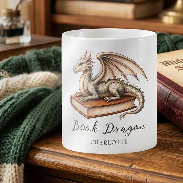 Book Dragon Fantasy Reader's Gift Coffee Mug (Creator Uploaded)