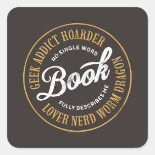 Book Dragon Worm Nerd Hoarder Geek Define Square Sticker