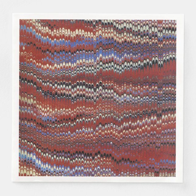 Book Endpaper Marbling (mostly reds) Napkin (Front)