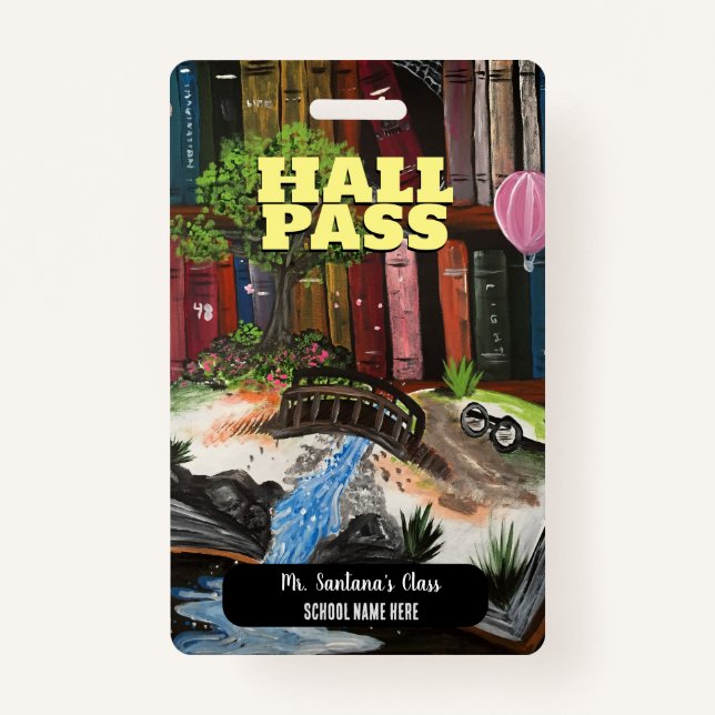 Book Experience Hall Pass Badge ID Badge (Front)