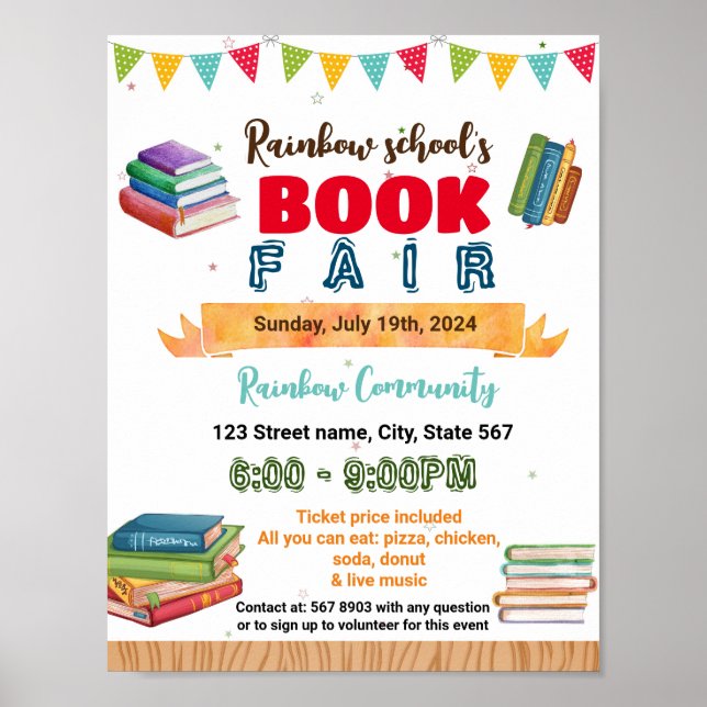 Book Fair school event template Poster (Front)