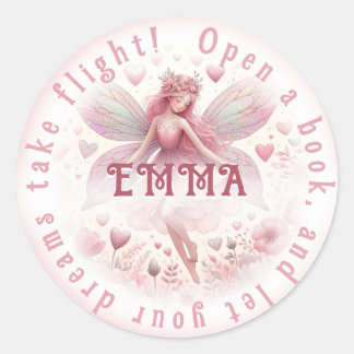 Book Fairy Classic Round Sticker