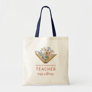 Book Flowers World's Greatest Teacher Appreciation Tote Bag