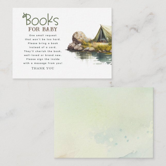 Book For Baby Camping Baby Shower Request Card (Front/Back)