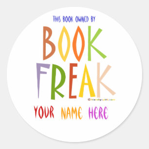 Book Freak Bookplate Classic Round Sticker