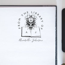 Book From The Library Goth Skull Initials Script