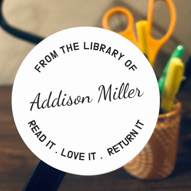 Book From The Library Of Teacher Book Library Classic Round Sticker (Creator Uploaded)