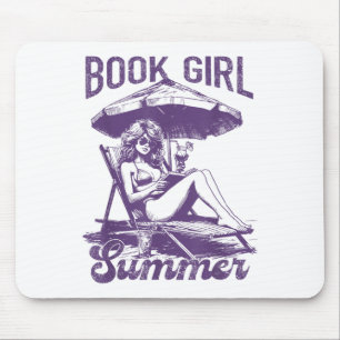 Book Girl Summer Funny Books Girl Lover Vacation _ Mouse Pad