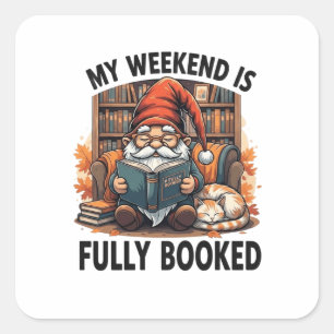 Book gnome design square sticker