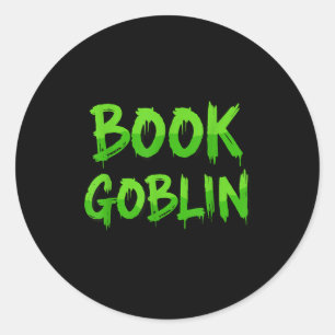 Book Goblin Funny Reading Or Writing School Studen Classic Round Sticker