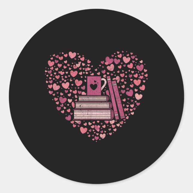 Book Heart Book Reader Gift Bookworm Nerd Love Rea Classic Round Sticker (Front)