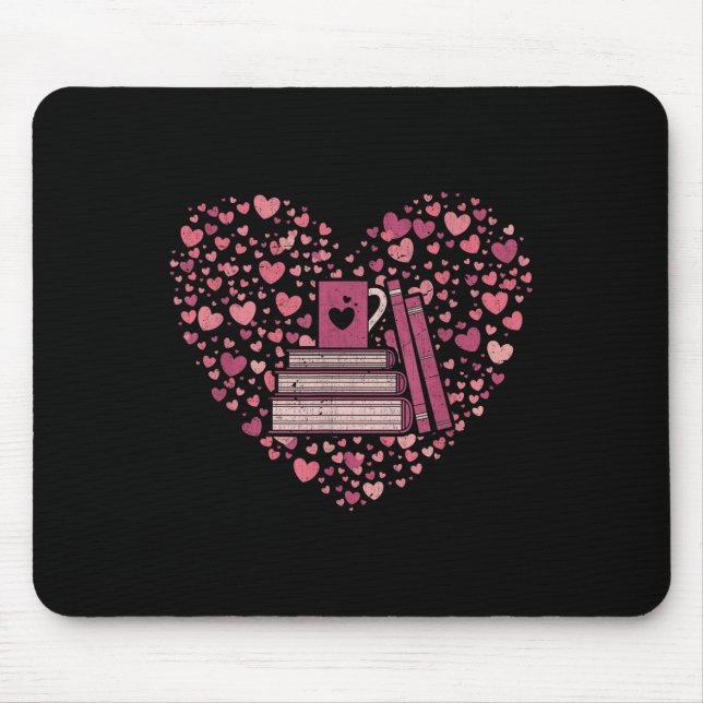 Book Heart Book Reader Gift Bookworm Nerd Love Rea Mouse Pad (Front)
