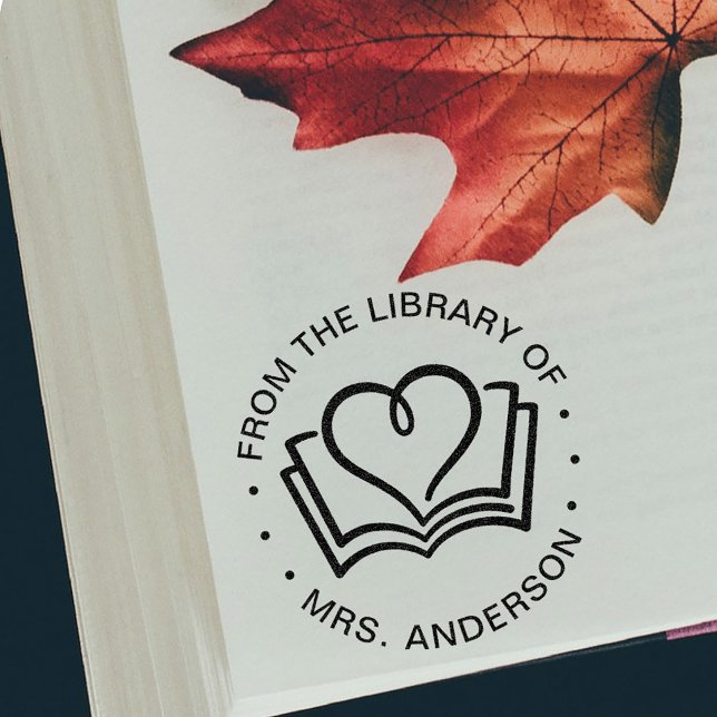 Book Heart Love From The Library Of Name Self-inking Stamp (Creator Uploaded)