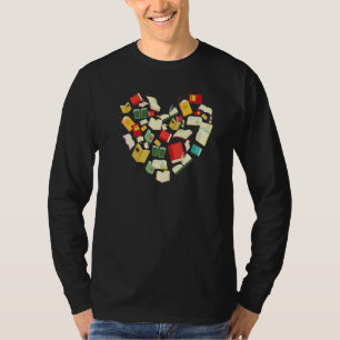 Book Heart Shape Reading Club Librarian Bookworm T-Shirt