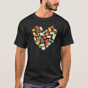 Book Heart Shape Reading Club Librarian Bookworm T-Shirt