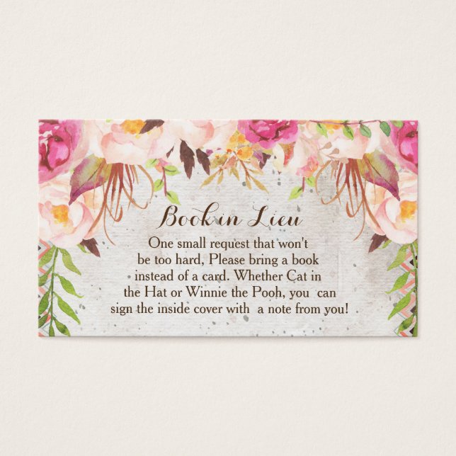 Book In Lieu Cards Watercolor flowers (Front)
