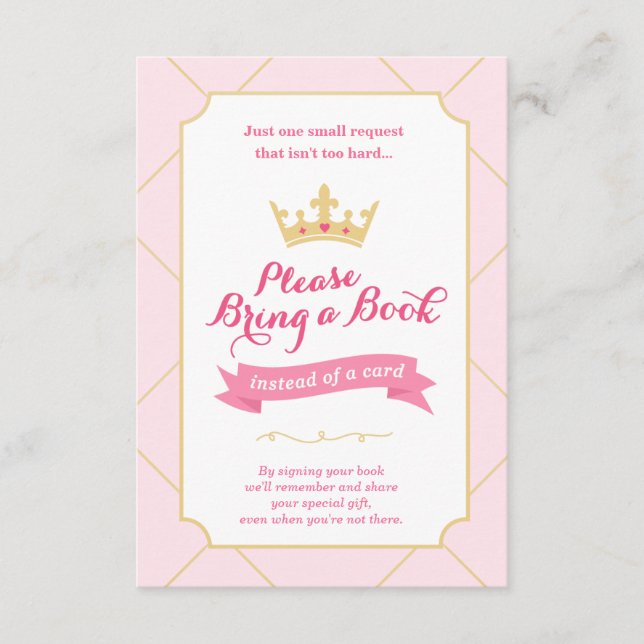 Book Instead of a Card | Princess Baby Shower Girl (Front)