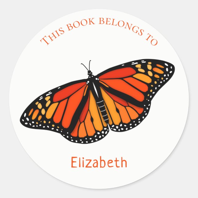 book label for kids w colourful Monarch Butterfly (Front)