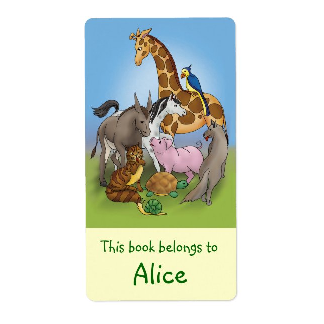 Book Labels with cute animals (Front)