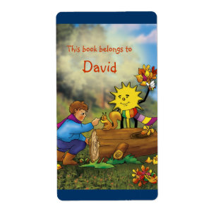 Book Labels with squirrel