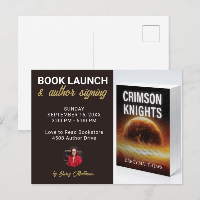 Book Launch Author Signing Promotional Marketing Postcard (Front/Back)