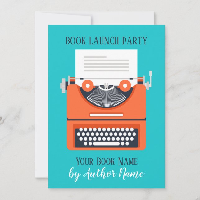 Book Launch Party Invitation Typewriter (Front)