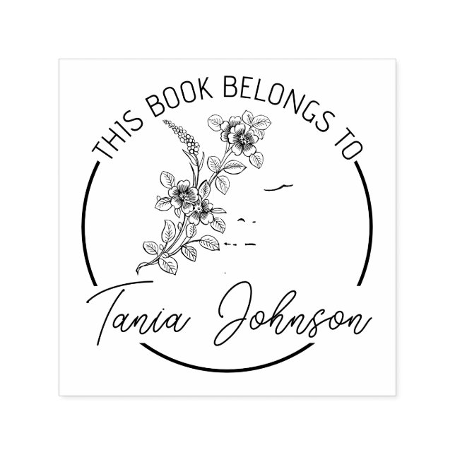 Book library bookplate book stamp Custom floral (Design)