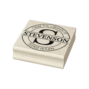 Book library bookplate Custom monogram modern Rubber Stamp