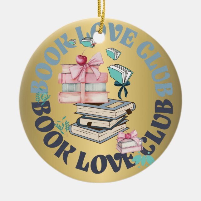 Book love club quote coquette pink secret Santa Ceramic Ornament (Front)