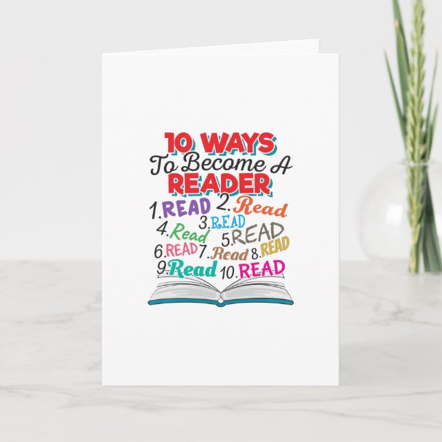 Book Lover 10 Ways to Become a Reader Card (Front)
