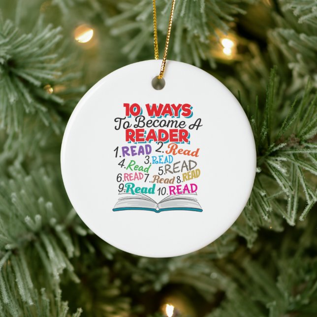 Book Lover 10 Ways to Become a Reader Ceramic Ornament (Tree)